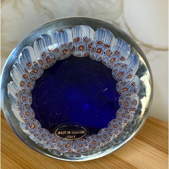 Vintage Judaica Murano Star of David Glass Paperweight millefiori 3” - Picture 2 of 6